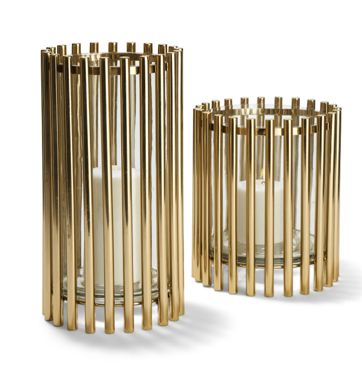 Two's Company Candle Holders Hurricanes w/ Glass Liner - Set of 2