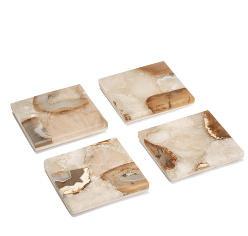 Two's Company Coasters Set of 4 Agate Coasters with Marble