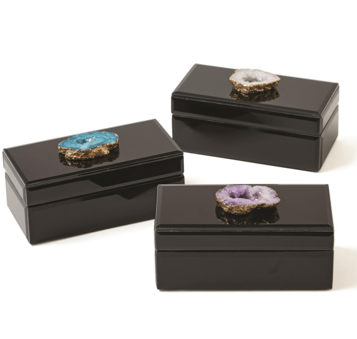 Two's Company Geode Black Rectangular Lined Box