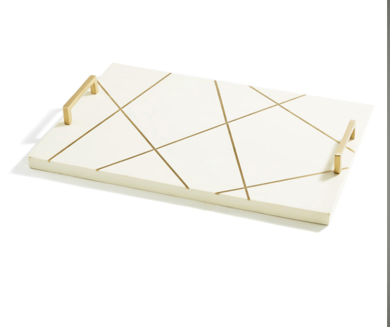 Two's Company Ivory Board with Brass Square Lines
