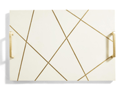 Two's Company Ivory Board with Brass Square Lines