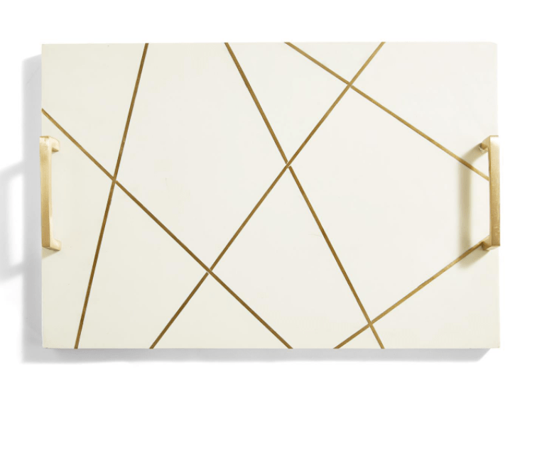 Two's Company Ivory Board with Brass Square Lines