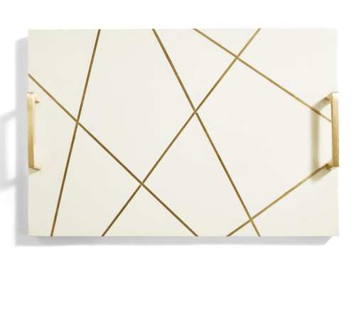 Two's Company Ivory Board with Brass Square Lines