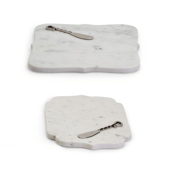 Two's Company Trays MARBLE ARABESQUE SERVING TRAY WITH SPREADER  - Set of 2