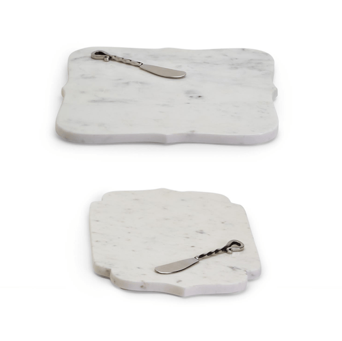 Two's Company Trays MARBLE ARABESQUE SERVING TRAY WITH SPREADER  - Set of 2