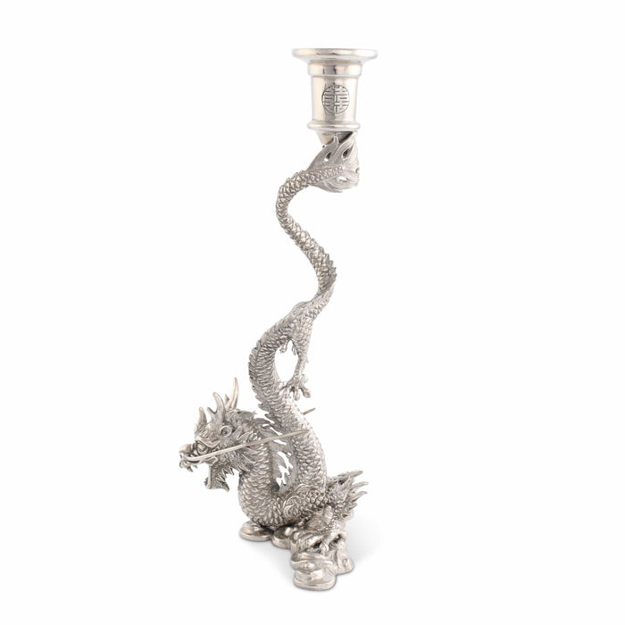 Vagabond House Eastern Intrigue Dragon Pewter Candlestick