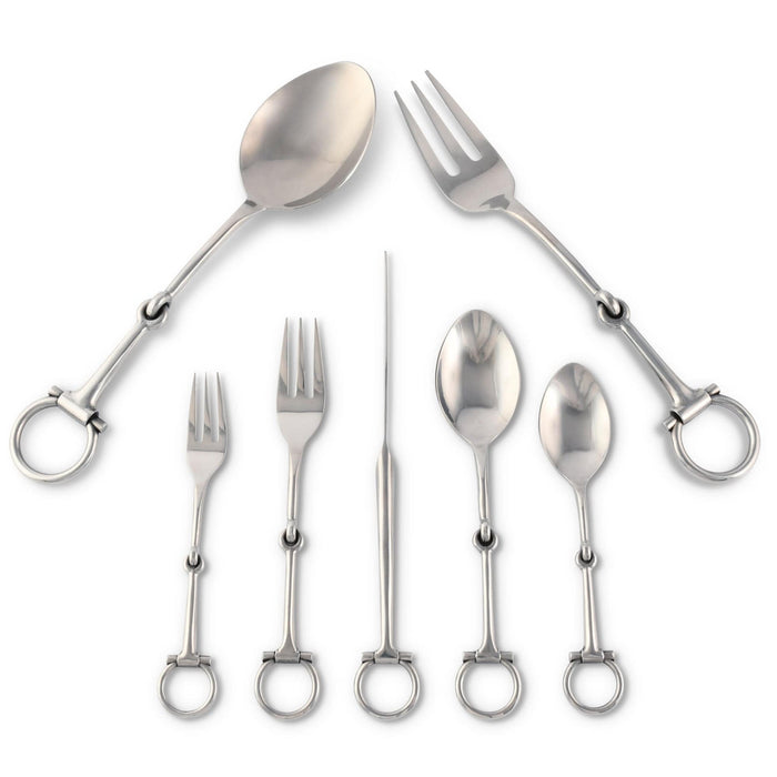 Vagabond House Equestrian Bit Five piece Flatware Set - Stainless Steel Matt Silver