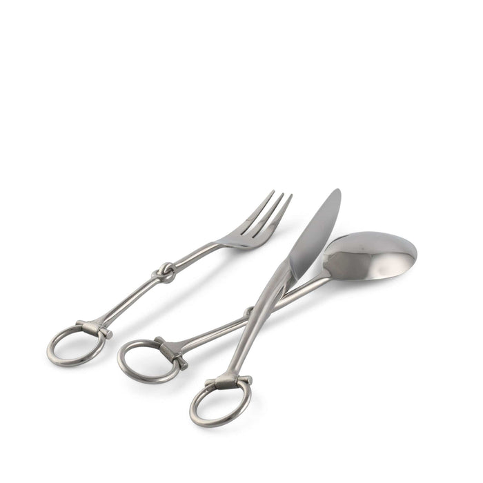 Vagabond House Equestrian Bit Five piece Flatware Set - Stainless Steel Matt Silver