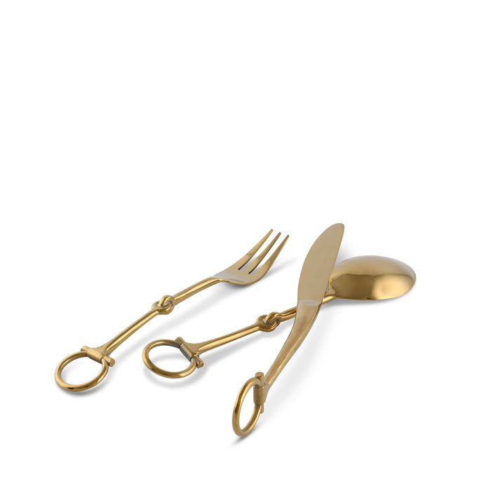 Bit  Five piece Flatware Set - Stainless Steel Shiny Gold