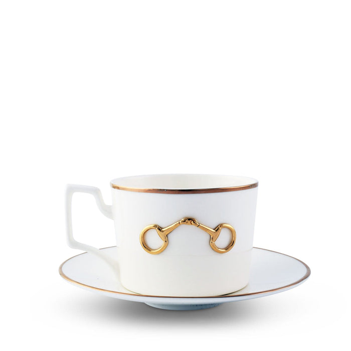 Gold Bit Bone China Cup and Saucer Gold Rim