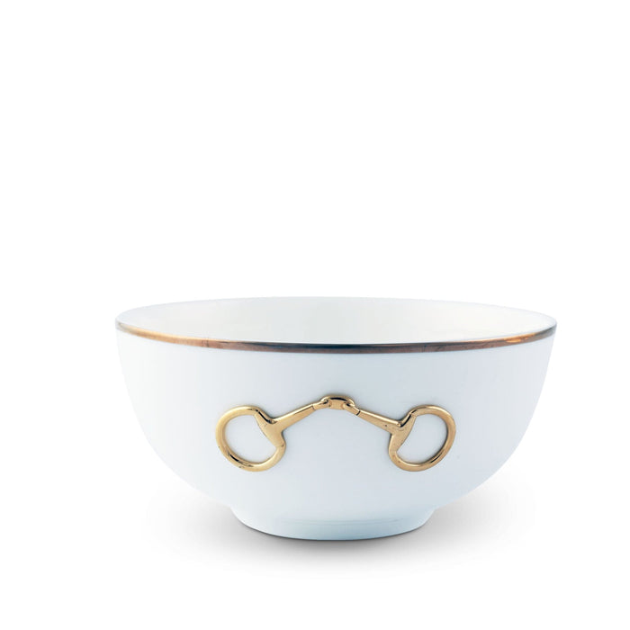 Gold Bit Bone China Round Cereal Bowl Gold Rim