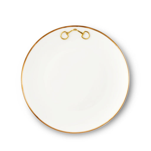 Vagabond House Equestrian Gold Bit Bone China Round Salad / Dessert Plate Gold Rim