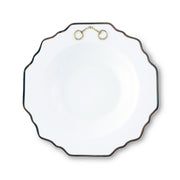 Vagabond House Equestrian Gold Bit Bone China Scallop Soup Plate Gold Rim