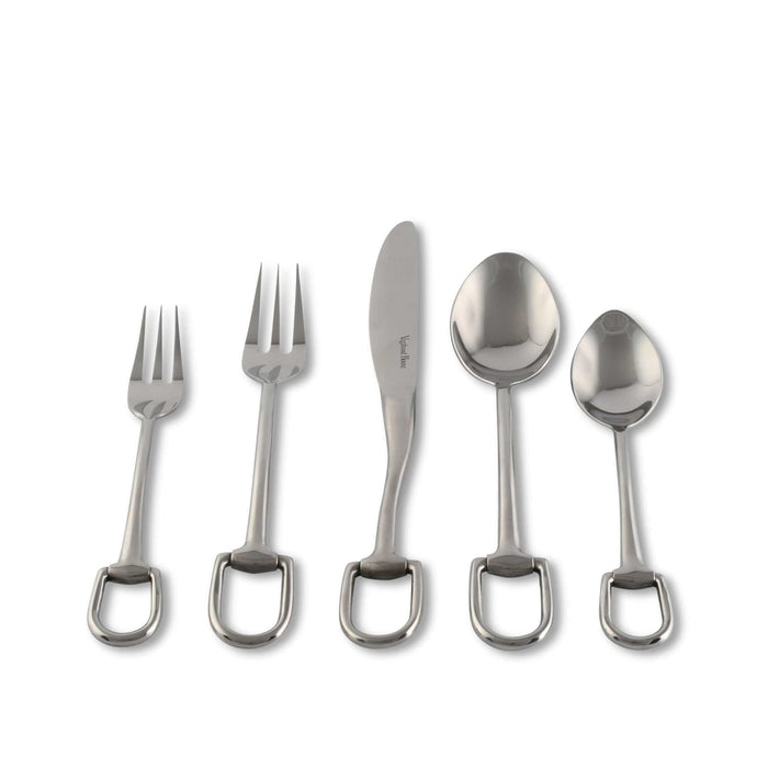 Stirrup Five piece Flatware Set - Stainless Steel Matt Silver