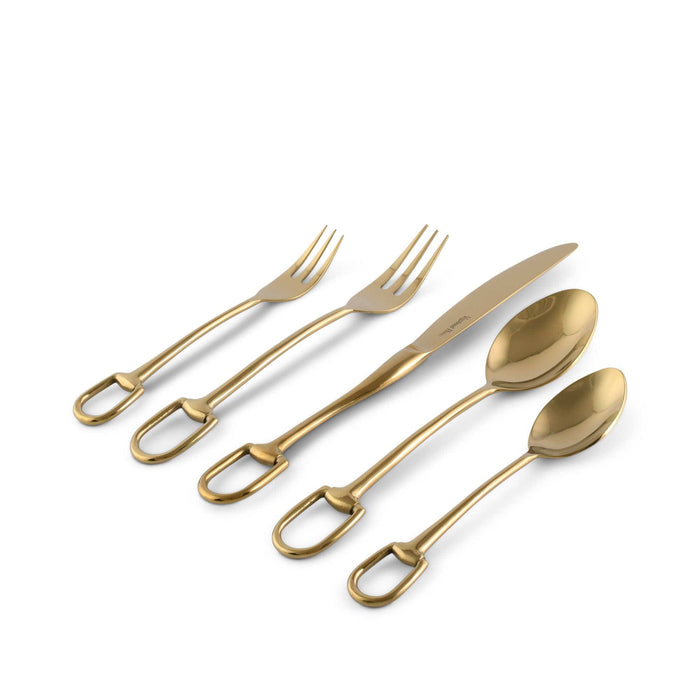 Stirrup Five piece Flatware Set - Stainless Steel Shiny Gold