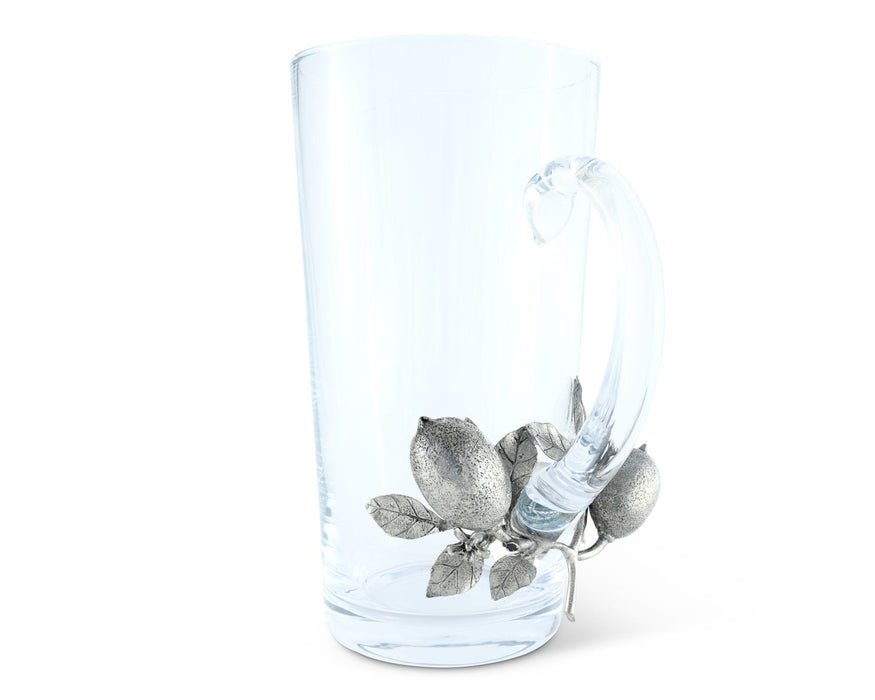 Glass Pitcher Pewter Lemon Bouquet Handle