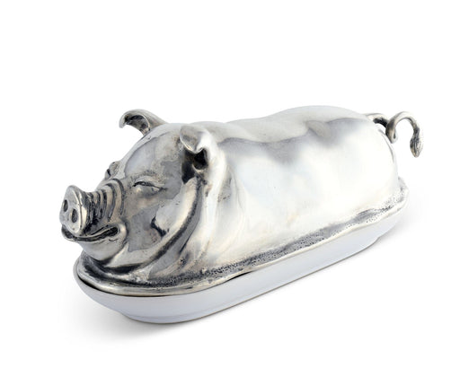 Vagabond House Garden Friends Happy Pig Butter Dish