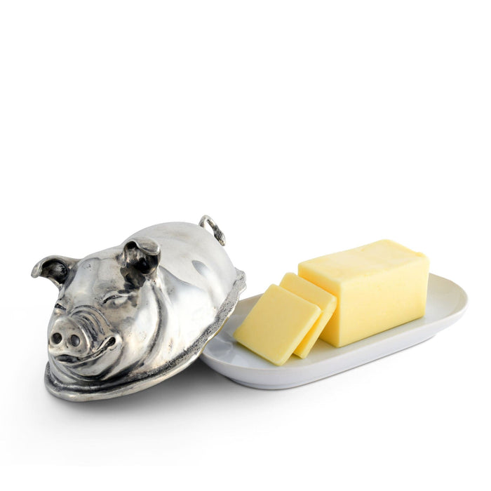 Vagabond House Garden Friends Happy Pig Butter Dish