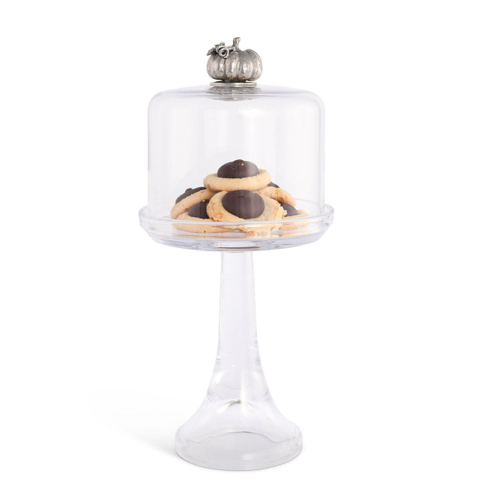 Pumpkin Knob Glass Covered Cake / Dessert Stand