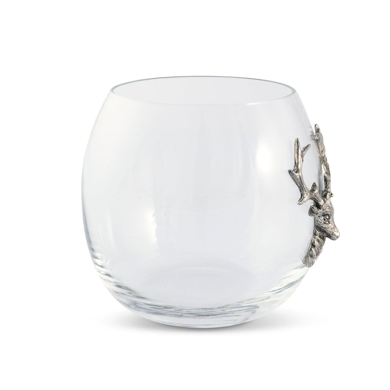 Vagabond House Lodge Style Elk / Deer Stemless Wine Glass