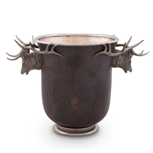 Vagabond House Lodge Style Elk Head Handle Bronze Ice Bucket