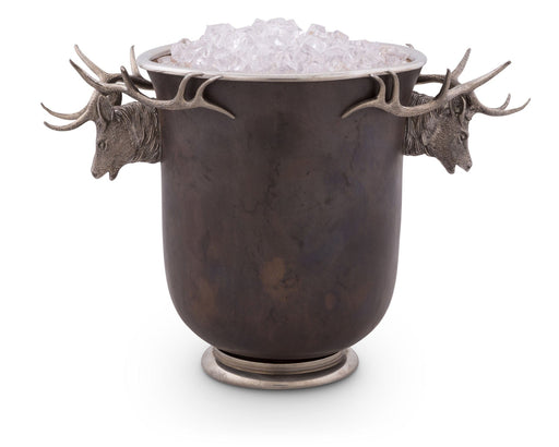 Vagabond House Lodge Style Elk Head Handle Bronze Ice Bucket