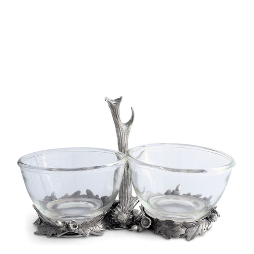 Vagabond House Lodge Style Fallen Antler Double Glass Dip Bowl