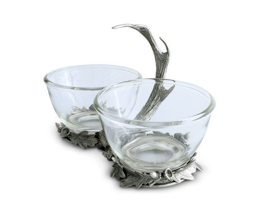 Vagabond House Lodge Style Fallen Antler Double Glass Dip Bowl