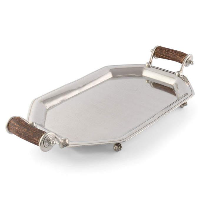 Vagabond House Lodge Style Parlor Tray with Composite Antler Handles