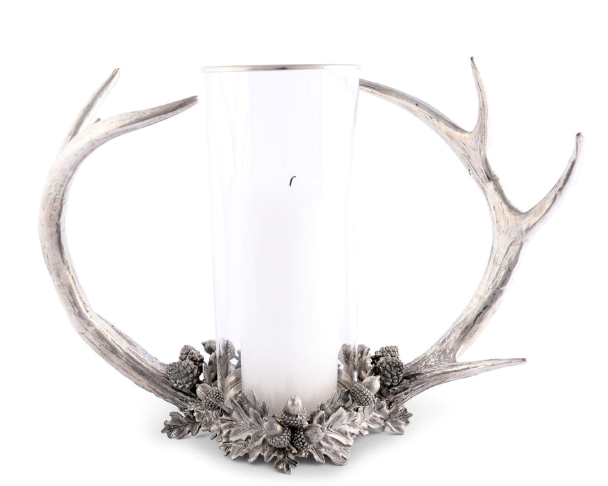 Vagabond House Lodge Style Pewter Antler Hurricane