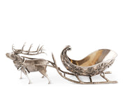 Vagabond House Lodge Style Pewter Reindeer Sleigh Centerpiece