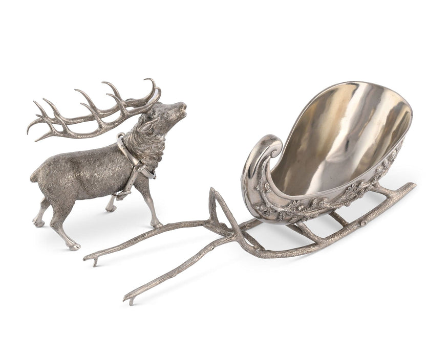 Pewter Reindeer Sleigh Centerpiece