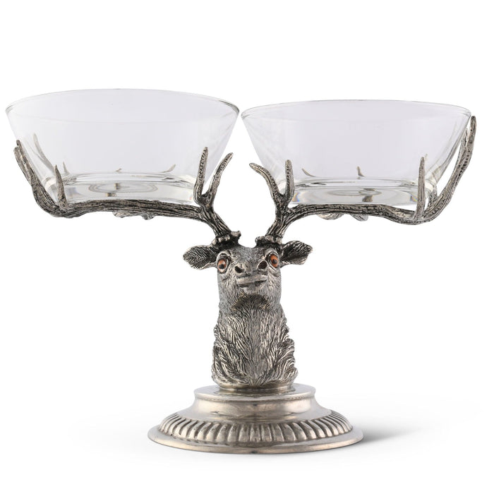 Stag Head Double Condiment Bowl