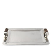 Vagabond House Lodge Style Stainless Serving Tray Composite Antler Handles