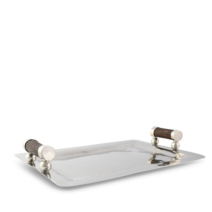 Stainless Serving Tray Composite Antler Handles