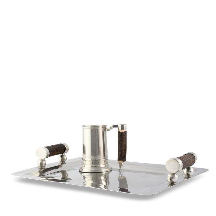 Stainless Serving Tray Composite Antler Handles