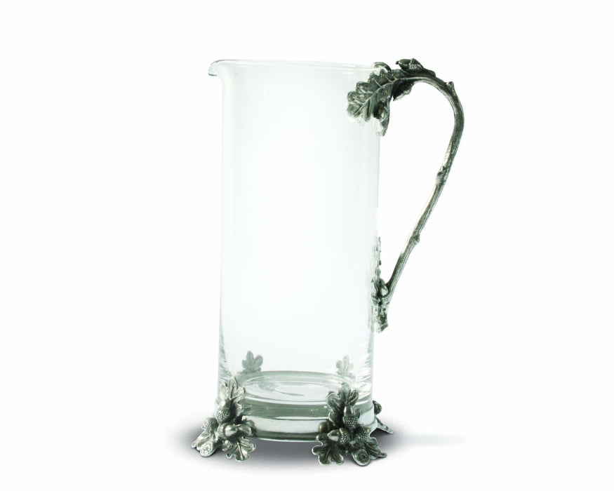 Glass Pitcher Pewter Acorn & Oak Leaf Handle