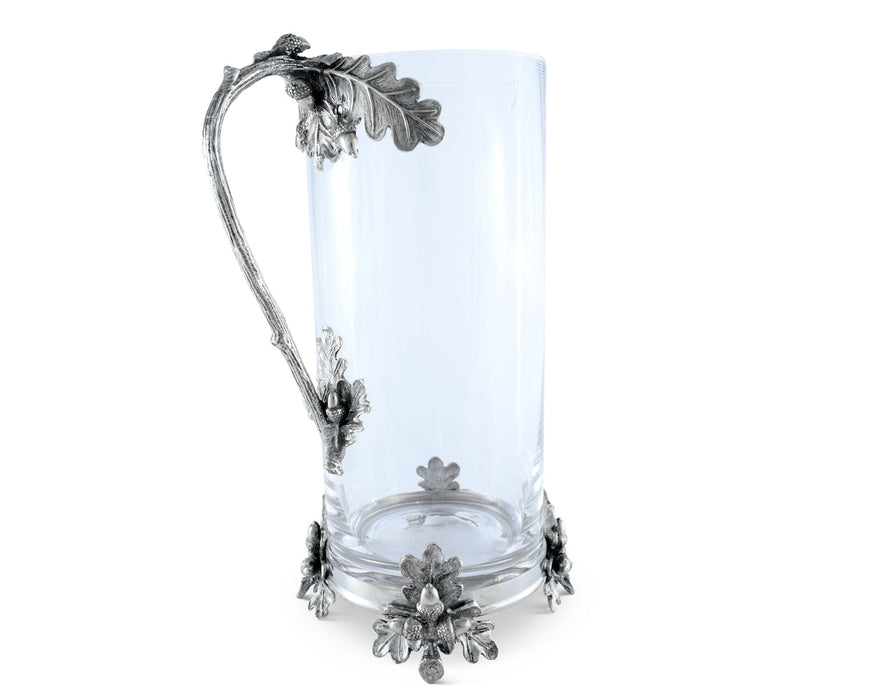 Glass Pitcher Pewter Acorn & Oak Leaf Handle