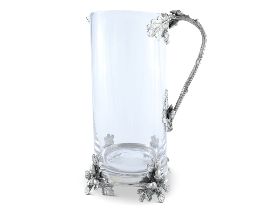 Glass Pitcher Pewter Acorn & Oak Leaf Handle