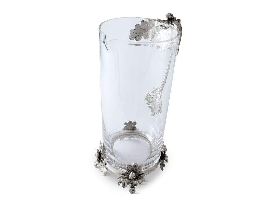 Glass Pitcher Pewter Acorn & Oak Leaf Handle