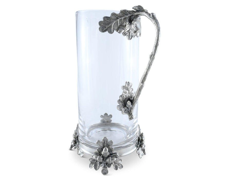 Glass Pitcher Pewter Acorn & Oak Leaf Handle