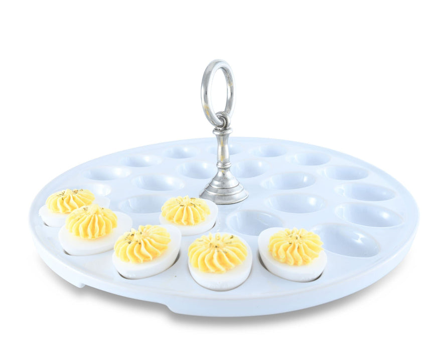 Deviled Egg Tray with Pewter Classic Ring Handle