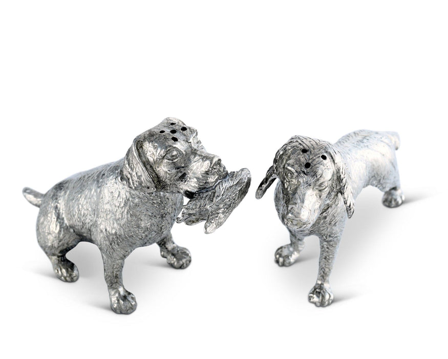 Vagabond House Morning Hunt Pewter Hunting Dogs Salt & Pepper Set