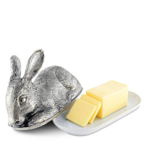 Vagabond House Morning Hunt Pewter Rabbit Butter Dish