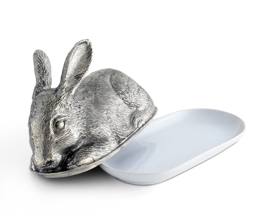 Vagabond House Morning Hunt Pewter Rabbit Butter Dish