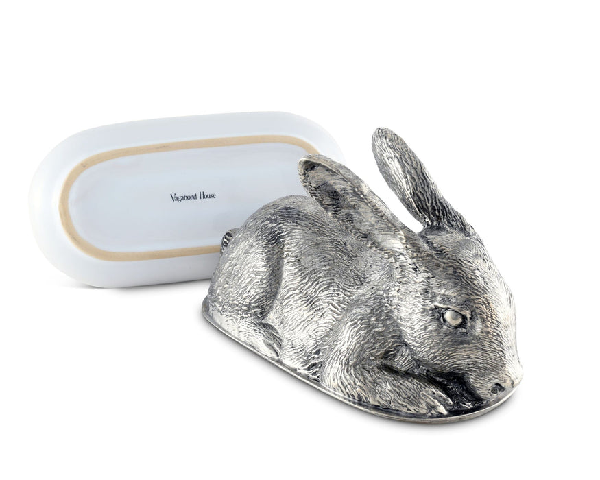 Vagabond House Morning Hunt Pewter Rabbit Butter Dish