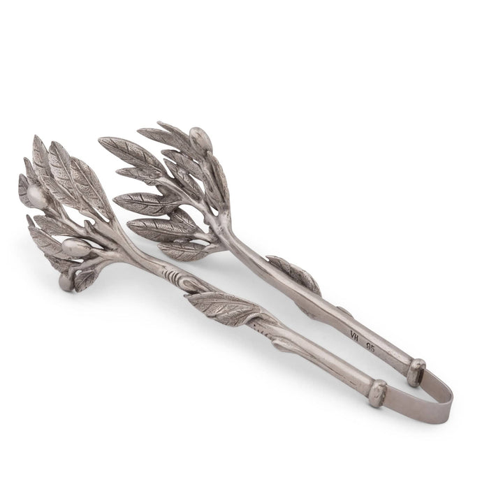 Pewter Olive Pattern Ice / Bread Tongs