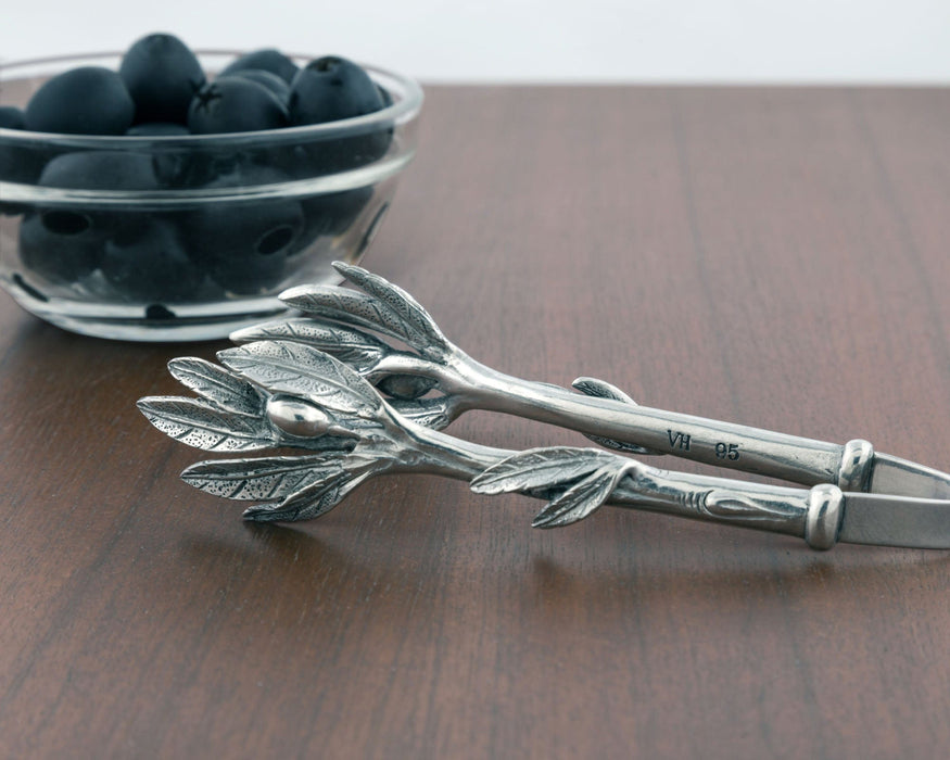 Pewter Olive Pattern Nuts and Olives Tongs