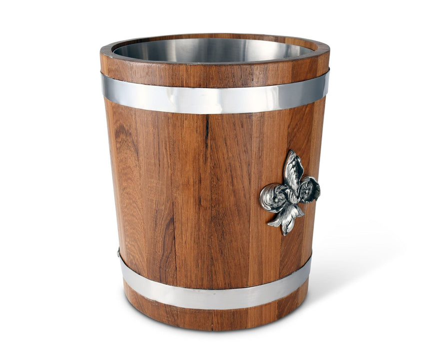 Vagabond House Provencal Fleur de lies Teak Ice Bucket - Steel insert