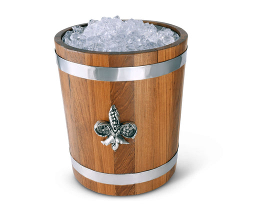 Vagabond House Provencal Fleur de lies Teak Ice Bucket - Steel insert